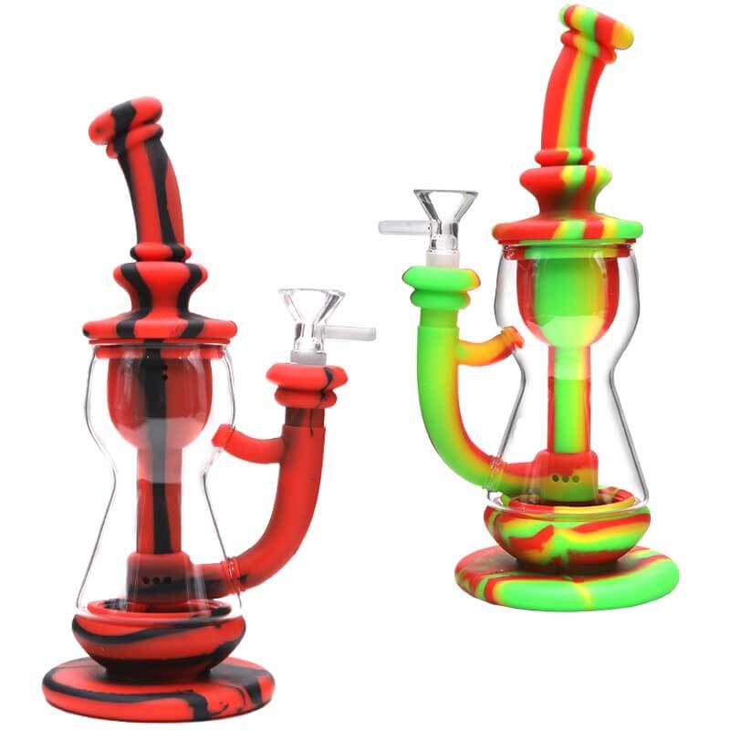 Silicone Incycler Glass Waterpipe (10203) | 10 inch | Assorted Colors product image